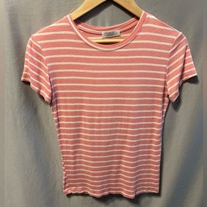 Haley and June Pink and White Striped Tee Girls: Large